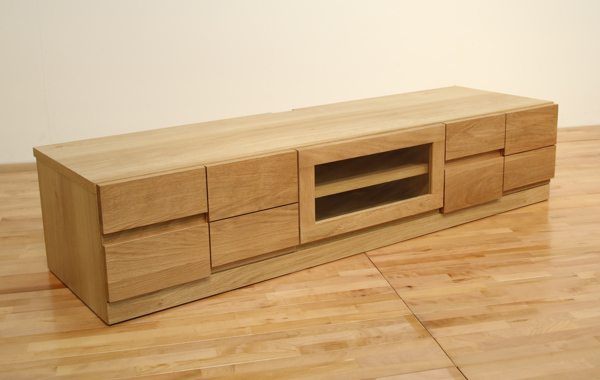 テレビ台 ローボード モダンデザイン 天然木無垢材 BLOCK 幅150cm ホワイトオーク ( 開梱設置 テレビラック TV台 TVボード リビング収納 TVラック 収納 ラック リビングボード 木目 オーク 木製 フラップ扉 ガラス おしゃれ )