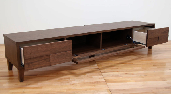 テレビ台 ローボード 北欧風 天然木無垢材 Bonny 幅200cm ウォールナット ( 開梱設置 テレビラック TV台 TVボード リビング収納 TVラック 収納 ラック リビングボード 脚付き 木目 ウォルナット 木製 フラップ扉 ガラス おしゃれ )