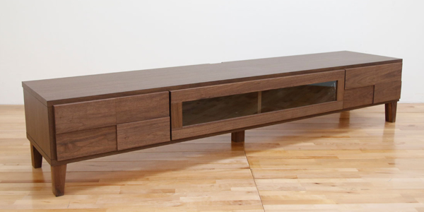 テレビ台 ローボード 北欧風 天然木無垢材 Bonny 幅200cm ウォールナット ( 開梱設置 テレビラック TV台 TVボード リビング収納 TVラック 収納 ラック リビングボード 脚付き 木目 ウォルナット 木製 フラップ扉 ガラス おしゃれ )