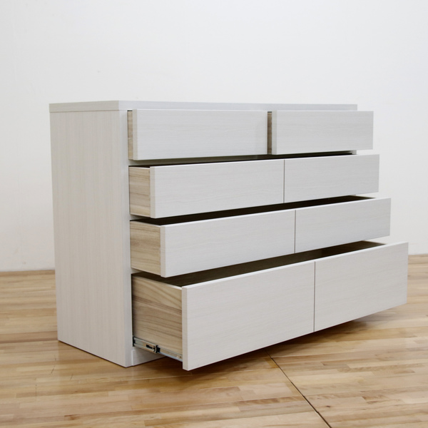 チェスト 4段 ワイド シンプルデザイン 化粧地板入り 日本製 約幅121cm ( 開梱設置 リビングチェスト 収納チェスト たんす タンス 収納 引き出し 完成品 桐製 リビング収納 木製 モダン 白 ホワイト おしゃれ シンプル ) 【ウォールナット】 ウォールナット