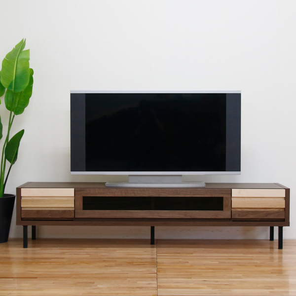 テレビ台 ローボード 天然木 オイル仕上げ IRIS 日本製 約幅180cm ( 開梱設置 テレビボード テレビ 収納 TV台 TVボード 背面化粧 完成品 TVラック AVボード 木製 モダン 国産 高級感 ブラウン おしゃれ )