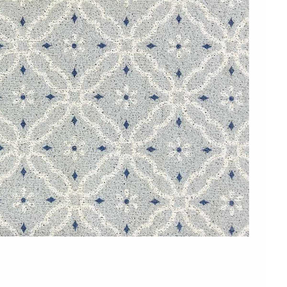 玄関マット ふわふわミニマット 屋内 45×58cm ( 屋外 屋外兼用 泥落とし 洗える 水洗い 滑り止め マット 薄手 幅58cm おしゃれ カフェ ベランダ デッキ テラス 玄関 PVC素材 外用 コンパクト ) 【ライトブルー】 ライトブルー