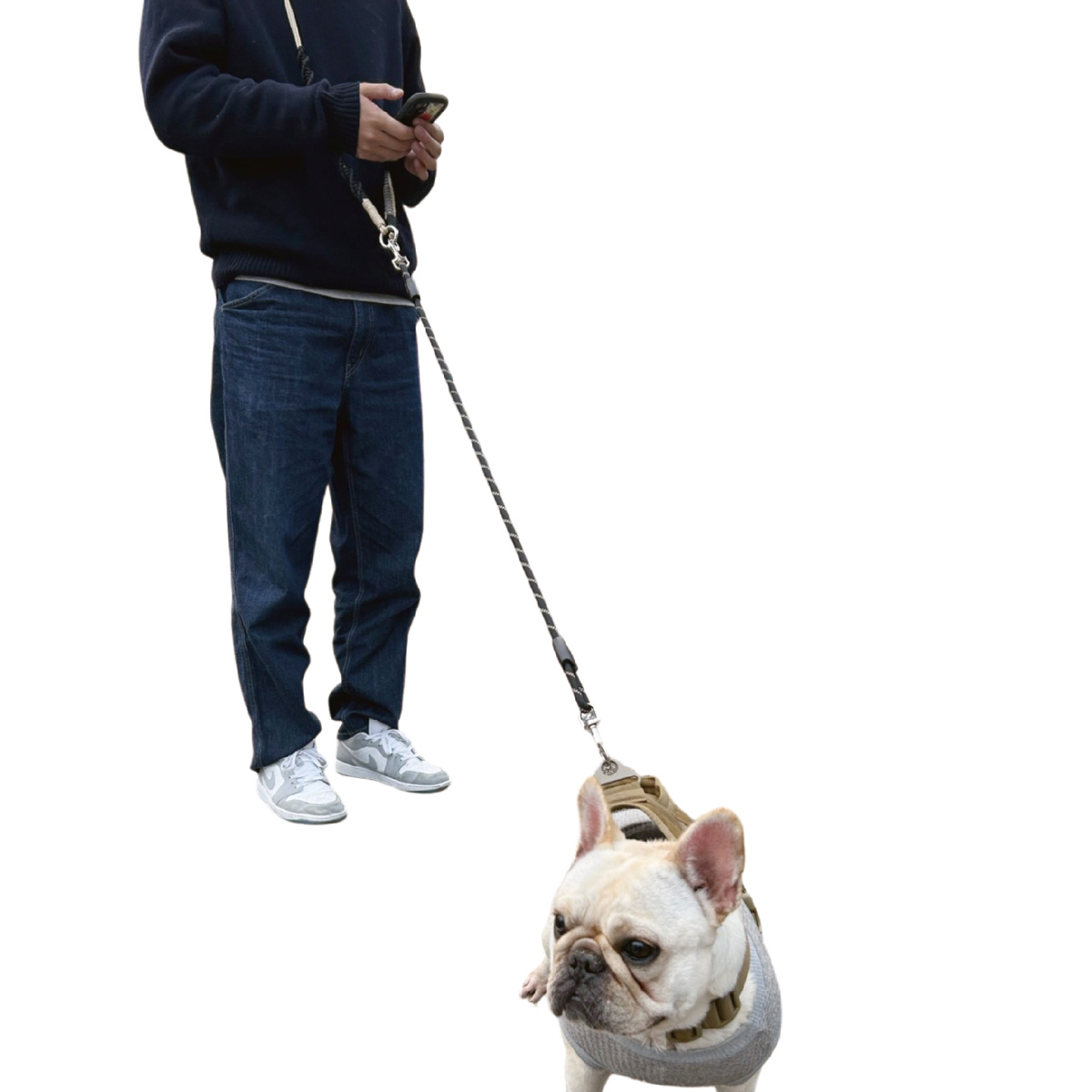 リード ショルダーリード 犬 ( 肩掛けリード 肩掛け 犬用リード 散歩 ペット用 80cm 全長160cm 散歩用リード お散歩リード 負担軽減 反射素材 反射材 ) 【グリーン】 グリーン