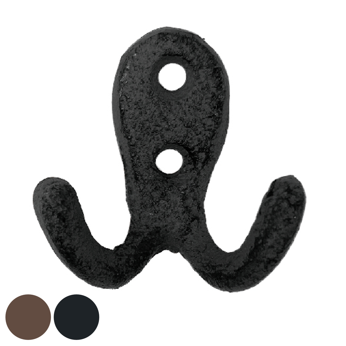 フック キャストアイアン C 壁掛け ( 壁 DIY 壁掛けフック アイアン 金具 ネジ ウォールフック 収納 ダブルフック ネジ止め アンティーク ヴィンテージ おしゃれ 壁面フック 壁面収納 引っ掛け ) 【ブラック】