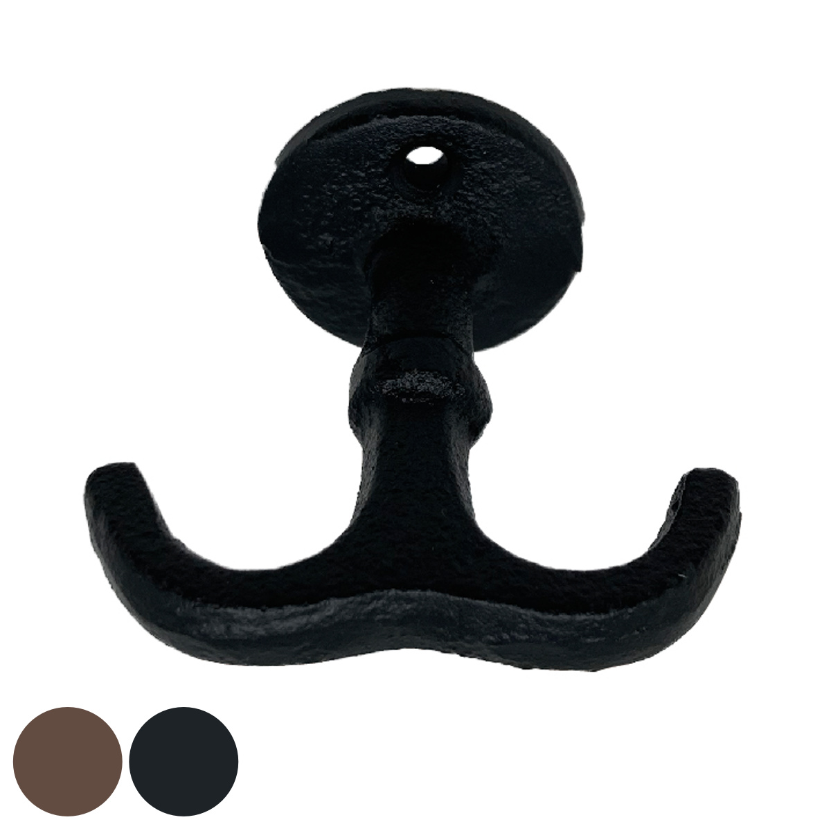 フック キャストアイアン D 壁掛け ( 壁 DIY 壁掛けフック アイアン 金具 ネジ ウォールフック 収納 ダブルフック ネジ止め アンティーク ヴィンテージ おしゃれ 壁面フック 壁面収納 引っ掛け ) 【ブラック】