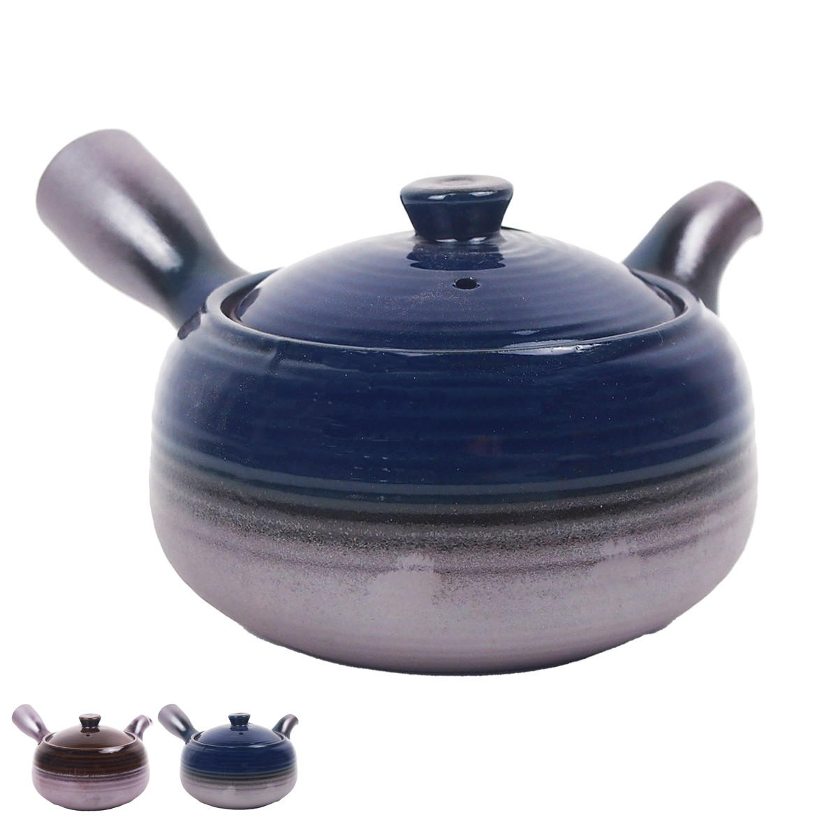 急須 南蛮福形 1.5号 （ 260ml 陶器 萬古焼 茶こし付き 洗いやすい 日本製 おしゃれ 和モダン シンプル ） 【瑠璃釉】