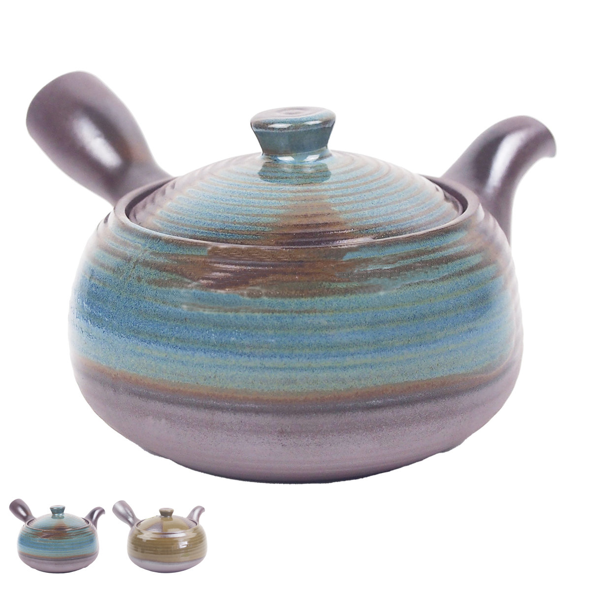 急須 1.5号 南蛮福形 （ 260ml 陶器 萬古焼 茶こし付き 洗いやすい 日本製 おしゃれ 和モダン シンプル ） 【灰釉】