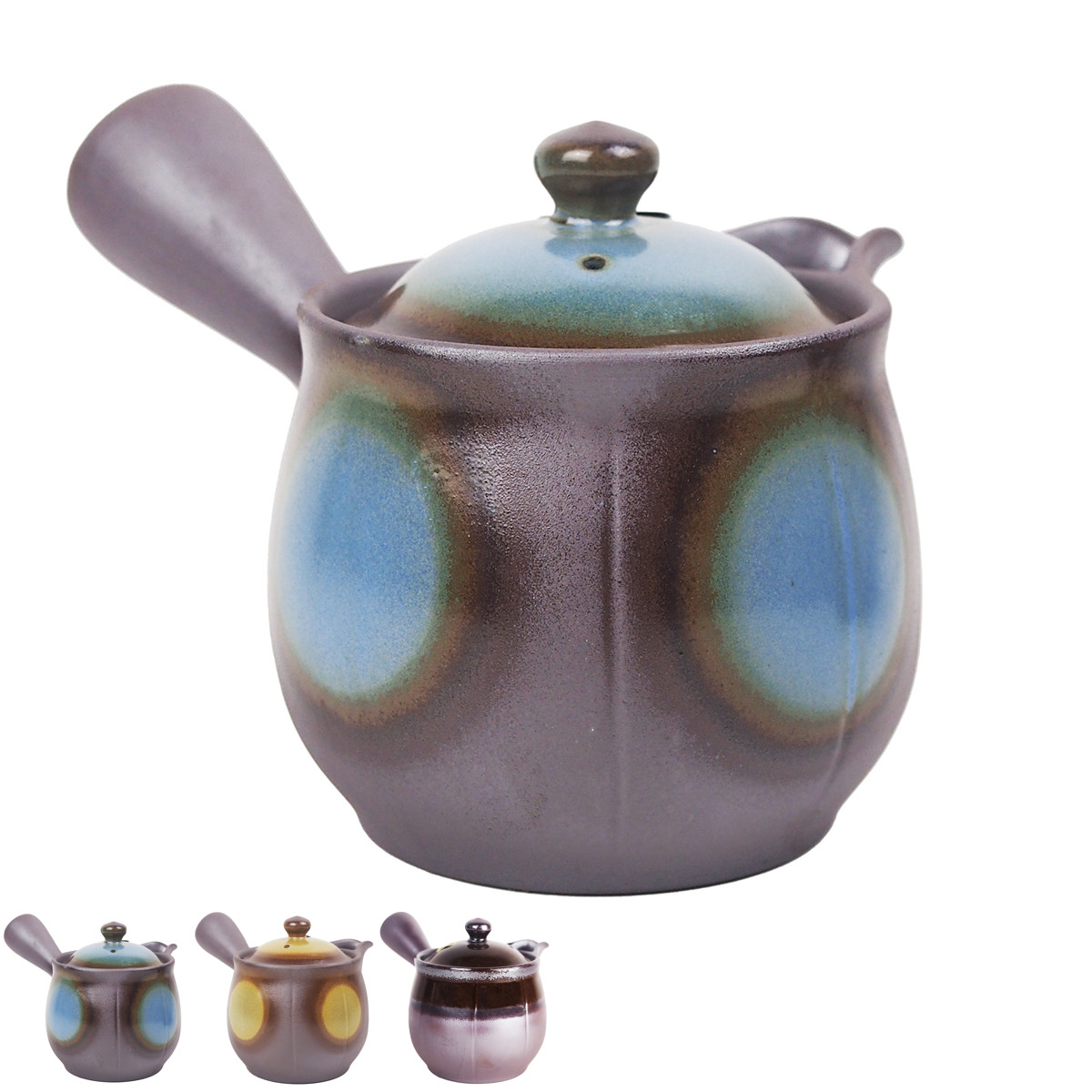 急須 2.0号 未来形 （ 380ml 陶器 萬古焼 茶こし付き 洗いやすい 日本製 おしゃれ 和モダン シンプル ） 【青】