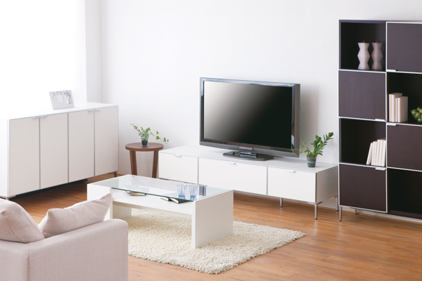 シェルフ 4段 リビング収納 モダンデザイン ピアット 幅85cm ( 開梱設置 本棚 棚 サイドボード 収納棚 リビングボード 扉付き 日本製 完成品 リビング 収納 ディスプレイ 飾り棚 脚付き モダン 高級感 ブラウン 茶色 白 おしゃれ ) 【ダークブラウン】 ダークブラウン