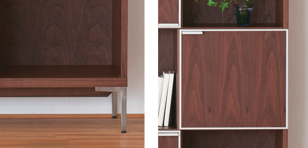 シェルフ 4段 リビング収納 モダンデザイン ピアット 幅85cm ( 開梱設置 本棚 棚 サイドボード 収納棚 リビングボード 扉付き 日本製 完成品 リビング 収納 ディスプレイ 飾り棚 脚付き モダン 高級感 ブラウン 茶色 白 おしゃれ ) 【ダークブラウン】 ダークブラウン