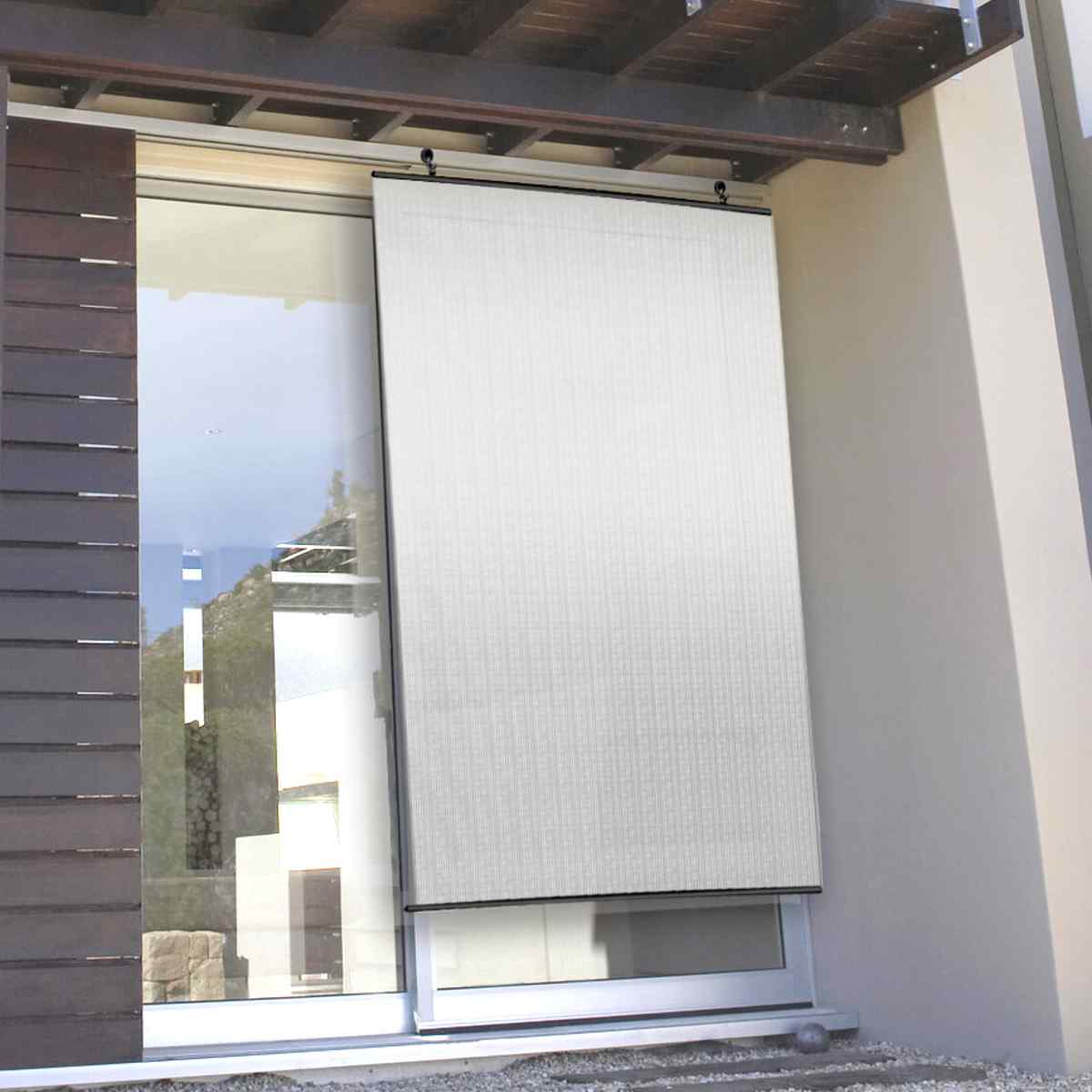 日除け シェード 遮熱 日除け名人 レールタイプ 90cm×180cm ( サンシェード すだれ 日よけ フック付き 遮光 UVカット 省エネ 日差し エコ 暑さ対策 ベランダ ガーデン 庭 エクステリア 屋外用 紫外線カット 日焼け 目隠し 防犯 ) 【シルバー】 シルバー