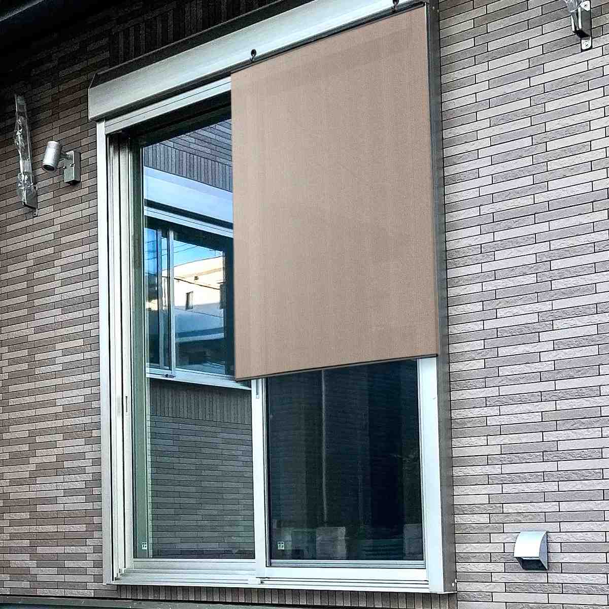 日除け シェード 日除け名人 防虫タイプ 90cm×120cm ( サンシェード すだれ 日よけ フック付き 防虫効果 遮光 UVカット 省エネ 日差し エコ 暑さ対策 ベランダ ガーデン 庭 エクステリア 屋外用 虫避け 紫外線カット 目隠し ) 【ブラウン】 ブラウン