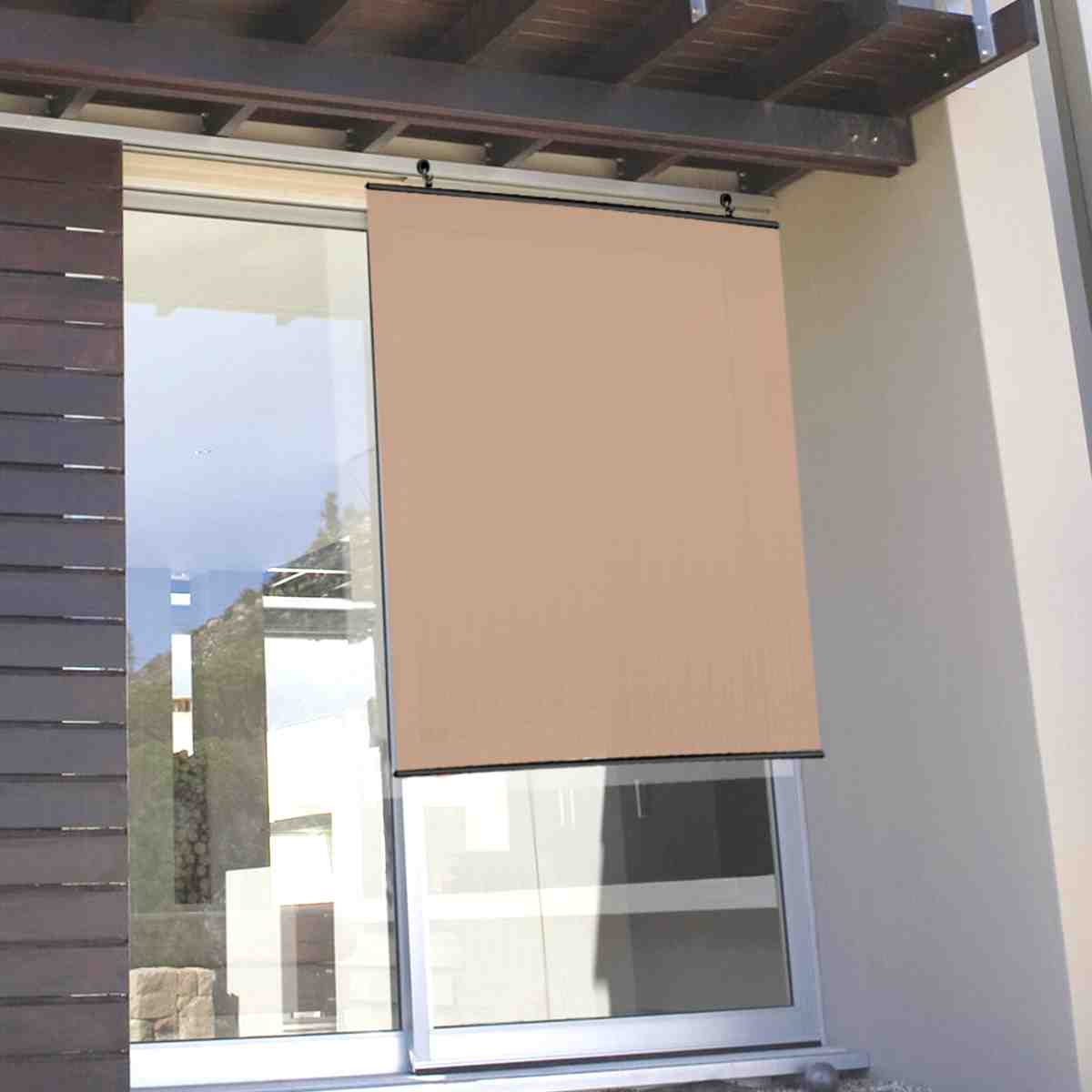 日除け シェード 日除け名人 防虫タイプ 90cm×120cm ( サンシェード すだれ 日よけ フック付き 防虫効果 遮光 UVカット 省エネ 日差し エコ 暑さ対策 ベランダ ガーデン 庭 エクステリア 屋外用 虫避け 紫外線カット 目隠し ) 【ブラウン】 ブラウン