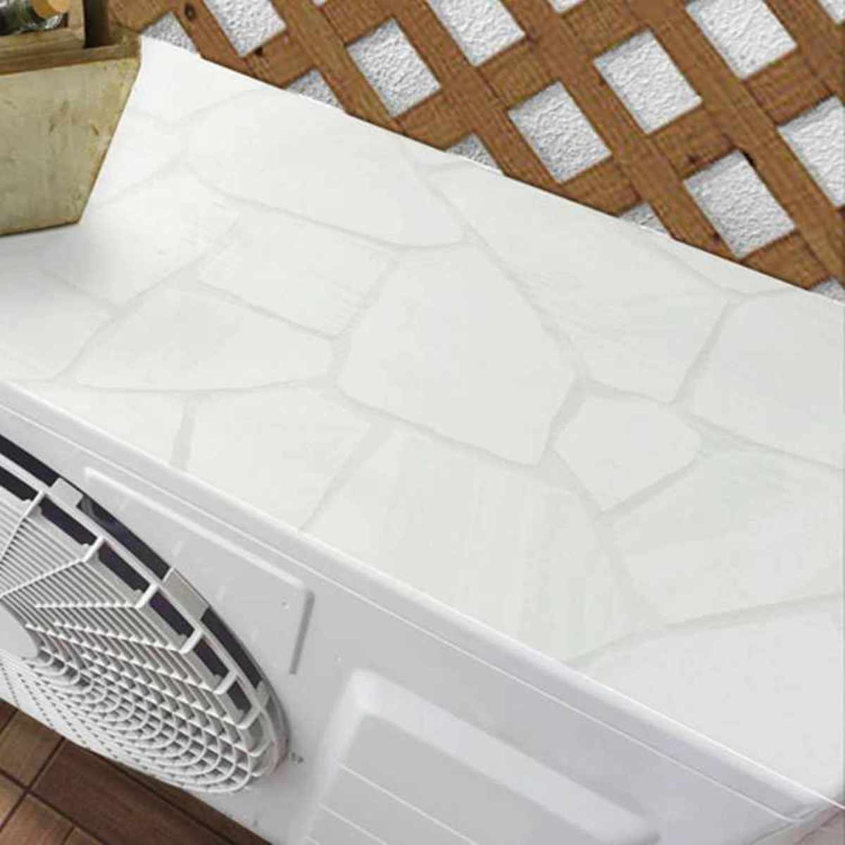 エアコン室外機 遮熱シート 日除け 断熱 室外機カバー 日本製 ( マグネット式 遮熱カバー 貼るだけ エアコン クーラー 室外機用 遮熱 防水 耐候 省エネ エアコンカバー 日除けカバー 節電 簡単 屋外 日光対策 直射日光 おしゃれ ) 【ホワイトウッド】 ホワイトウッド