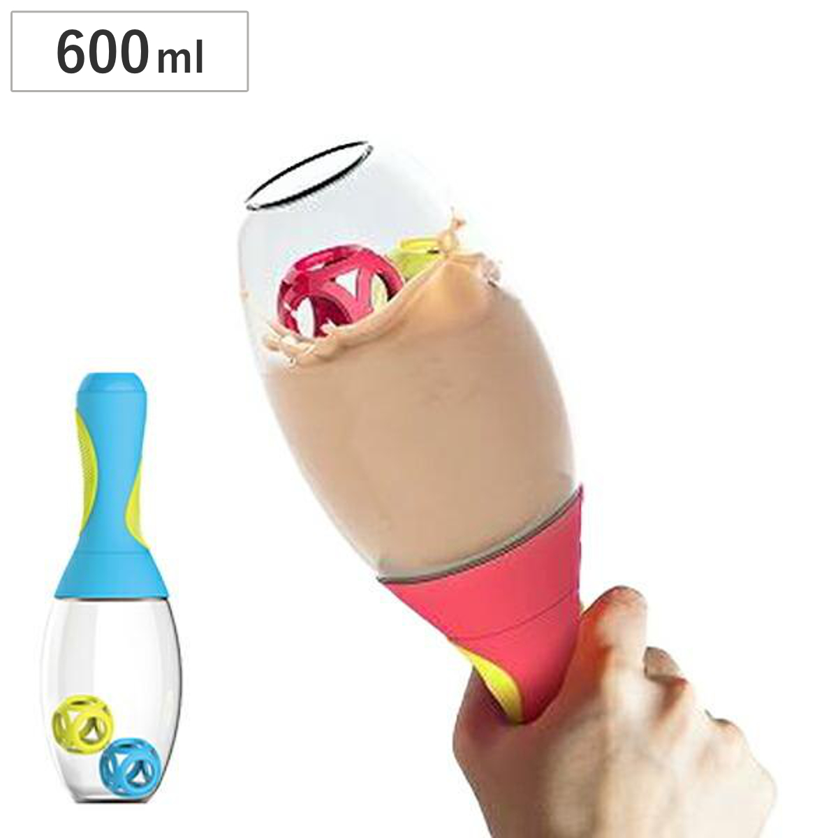 水筒 シェーカー サンバシェーカー マラカス マグボトル 600ml ボトル レッド ( 食洗機対応 スポーツドリンク プロテイン スムージー トレーニング マラカス型 ヨガ ジム スポーツ 粉末ジュース 学校 オフィス レッド ブルー 赤 青 ) 【ブルー】