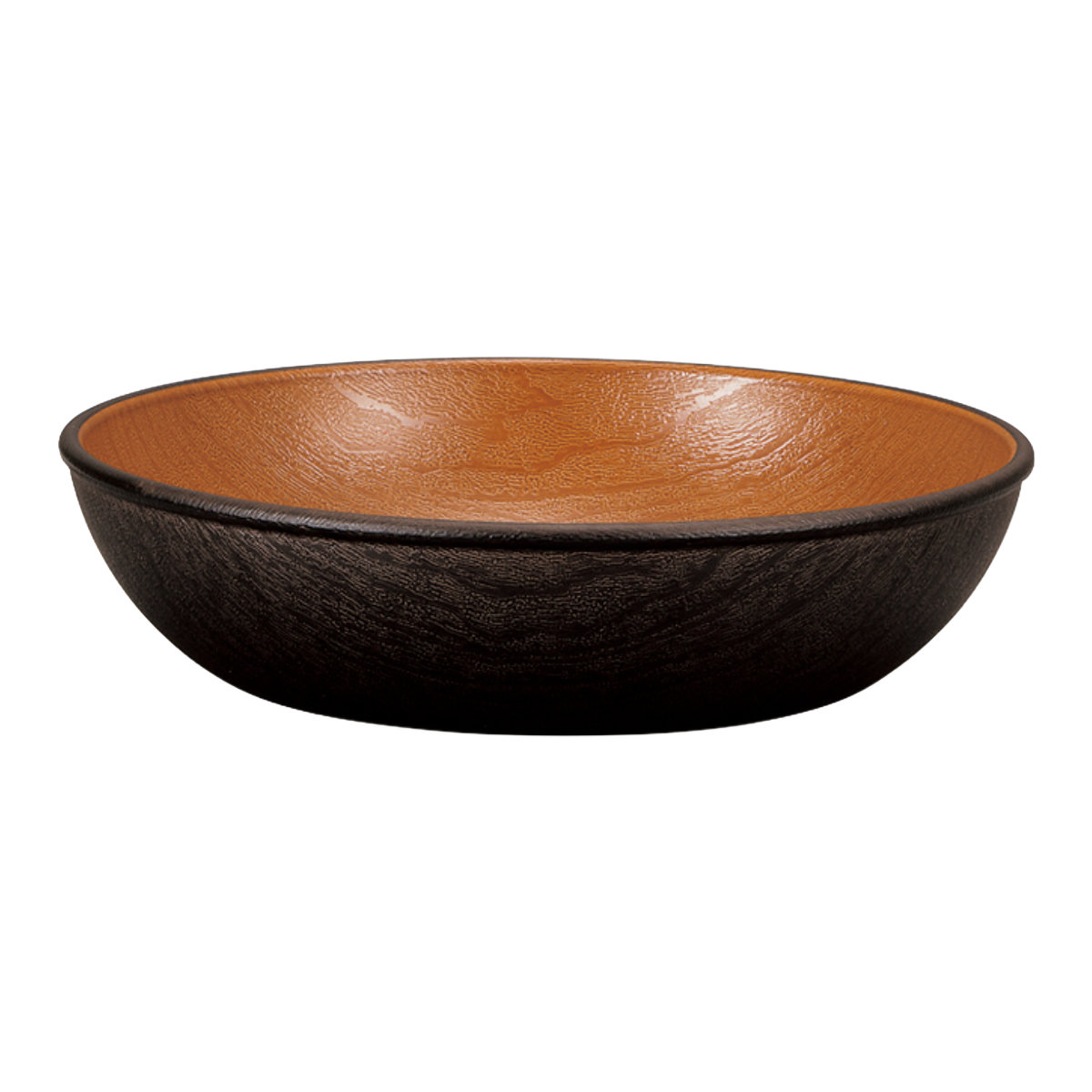 プレート 木目ラウンドディッシュ ナチュール ( 16cm 電子レンジ対応 食洗機対応 樹脂製 日本製 皿 お皿 食器 おしゃれ 和風 和モダン ナチュラル 木目調 ) 【ブラック×ブラウン】 ブラック×ブラウン