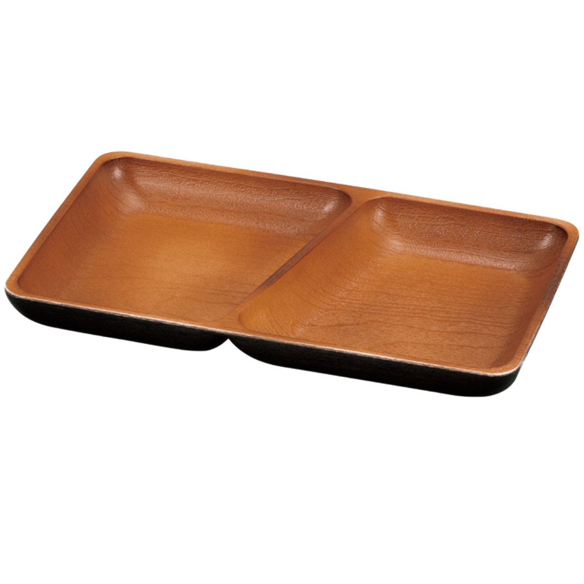 ランチプレート 角仕切プレート ナチュール ( 電子レンジ対応 食洗機対応 樹脂製 日本製 プレート 仕切り皿 仕切り付き 皿 お皿 食器 おしゃれ 和風 和モダン ナチュラル 木目調 ) 【ホワイト×ブラウン】 ホワイト×ブラウン