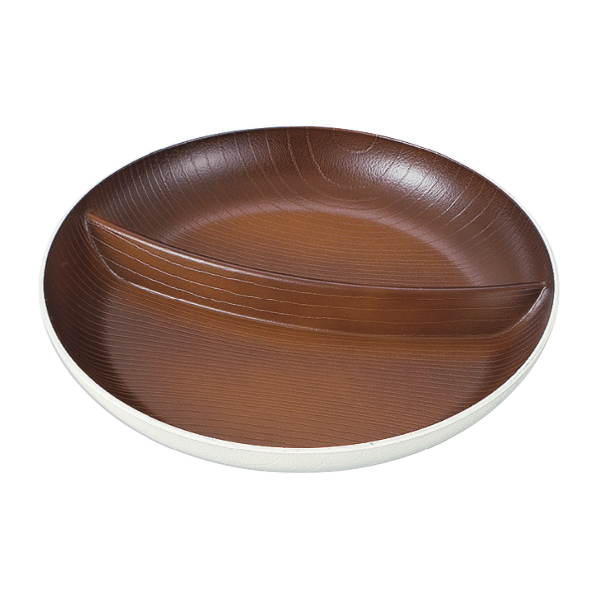 ランチプレート 欅杢目サークルプレート ナチュール ( 電子レンジ対応 食洗機対応 樹脂製 日本製 プレート 仕切り皿 仕切り付き 皿 お皿 食器 おしゃれ 和風 和モダン ナチュラル 木目調 ) 【ブラック×ブラウン】 ブラック×ブラウン