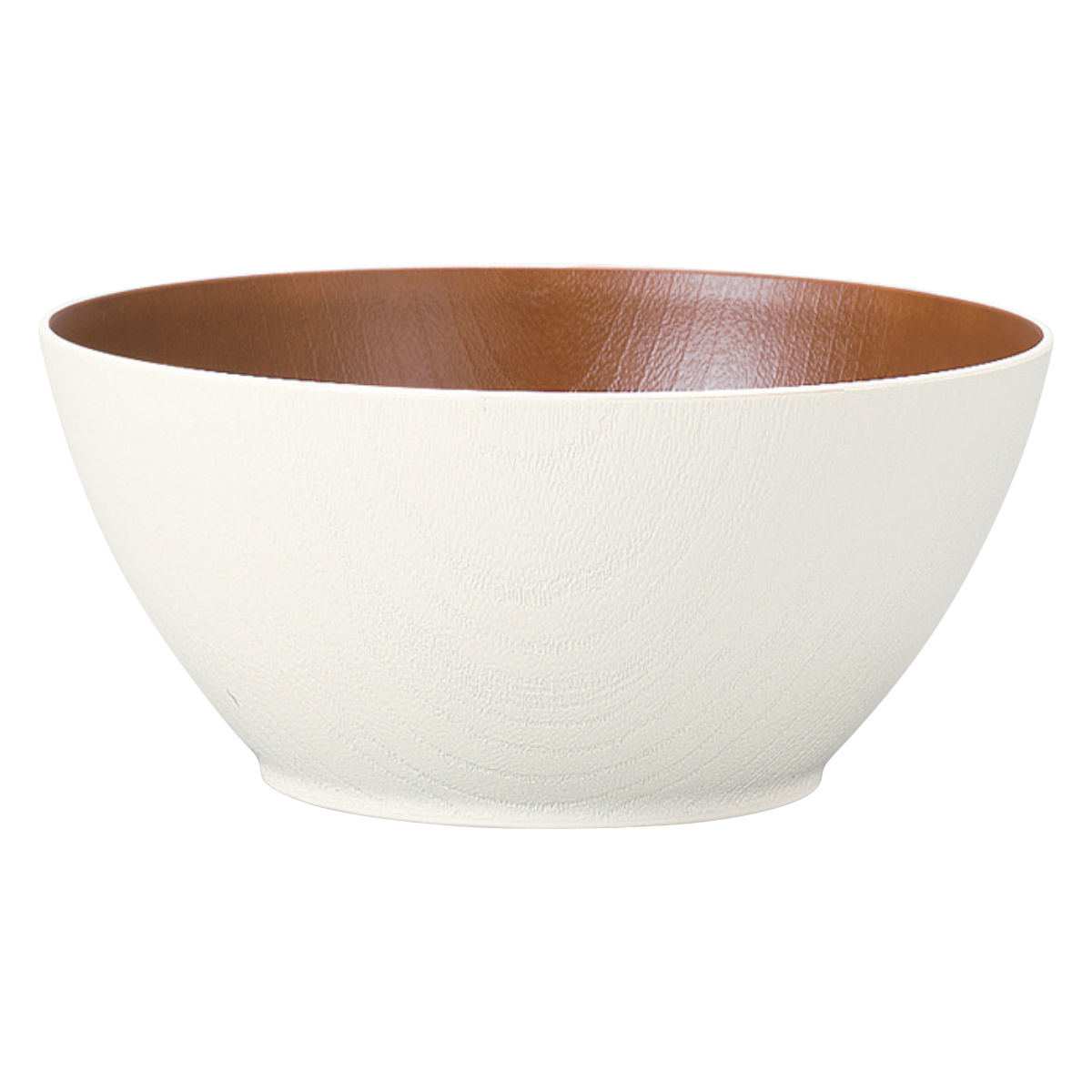 ボウル 欅杢目ボウル 大 ナチュール ( 18cm 電子レンジ対応 食洗機対応 樹脂製 日本製 鉢 器 うつわ 食器 おしゃれ 和モダン ナチュラル ) 【ホワイト×ブラウン】 ホワイト×ブラウン