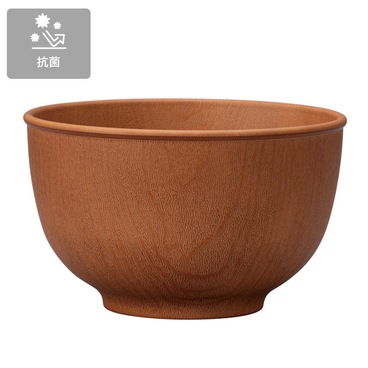 ボウル 木目ラウンドボウル M 抗菌加工 ( 電子レンジ対応 食洗機対応 日本製 樹脂製 汁椀 お椀 スープボウル 丼 どんぶり 丼物 器 うつわ 食器 おしゃれ ナチュラル 木目調 シンプル かわいい 北欧 北欧風 ) 【ナチュラル】 ナチュラル