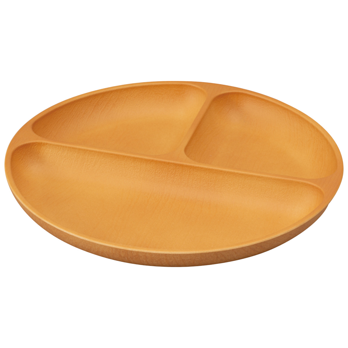 ランチプレート 木目丸仕切プレート 抗菌加工 ( 電子レンジ対応 食洗機対応 日本製 樹脂製 プレート 仕切り付き 皿 お皿 食器 おしゃれ ナチュラル 木目調 シンプル かわいい 北欧 北欧風 ) 【ミディアムブラウン】 ミディアムブラウン