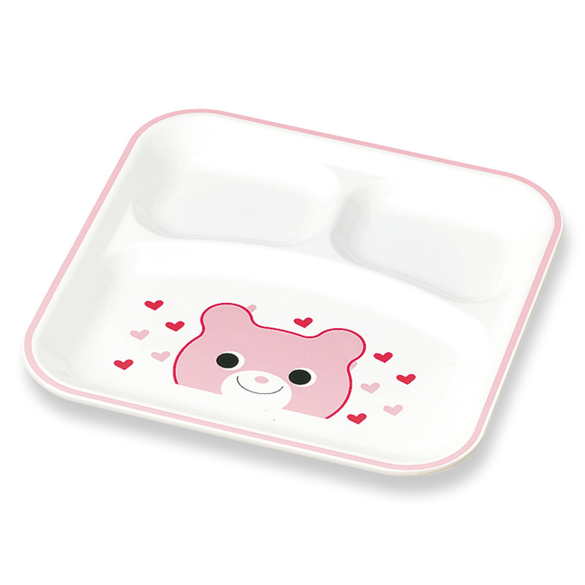 ランチプレート ハグミー スクウェアランチプレート ( 電子レンジ対応 食洗機対応 日本製 樹脂製 子供 子ども キッズ 食器 ワンプレート プレート 皿 お皿 仕切り付き かわいい おしゃれ クマ パンダ トラ ) 【トラ】 トラ