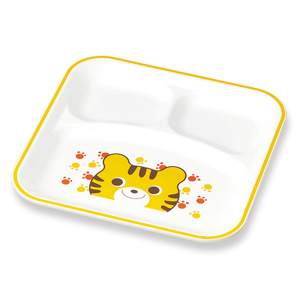 ランチプレート ハグミー スクウェアランチプレート ( 電子レンジ対応 食洗機対応 日本製 樹脂製 子供 子ども キッズ 食器 ワンプレート プレート 皿 お皿 仕切り付き かわいい おしゃれ クマ パンダ トラ ) 【トラ】 トラ