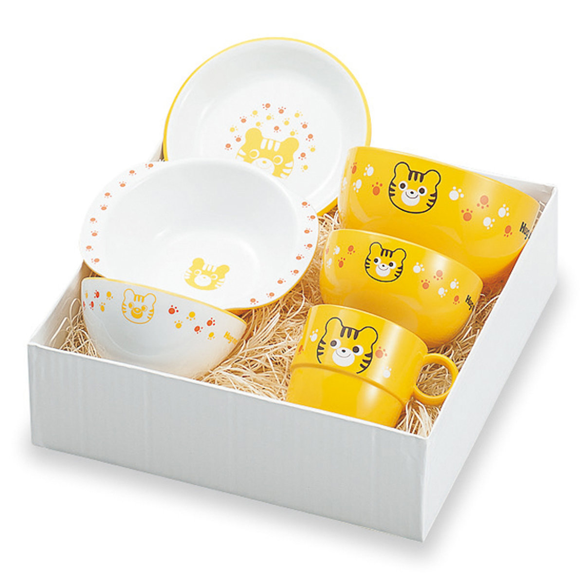 ハグミー 食器 6点セット ( 電子レンジ対応 食洗機対応 日本製 樹脂製 子供 子ども キッズ 食器セット 茶碗 汁椀 鉢 小鉢 ボウル プレート 皿 お皿 かわいい おしゃれ ) 【トラ】 トラ