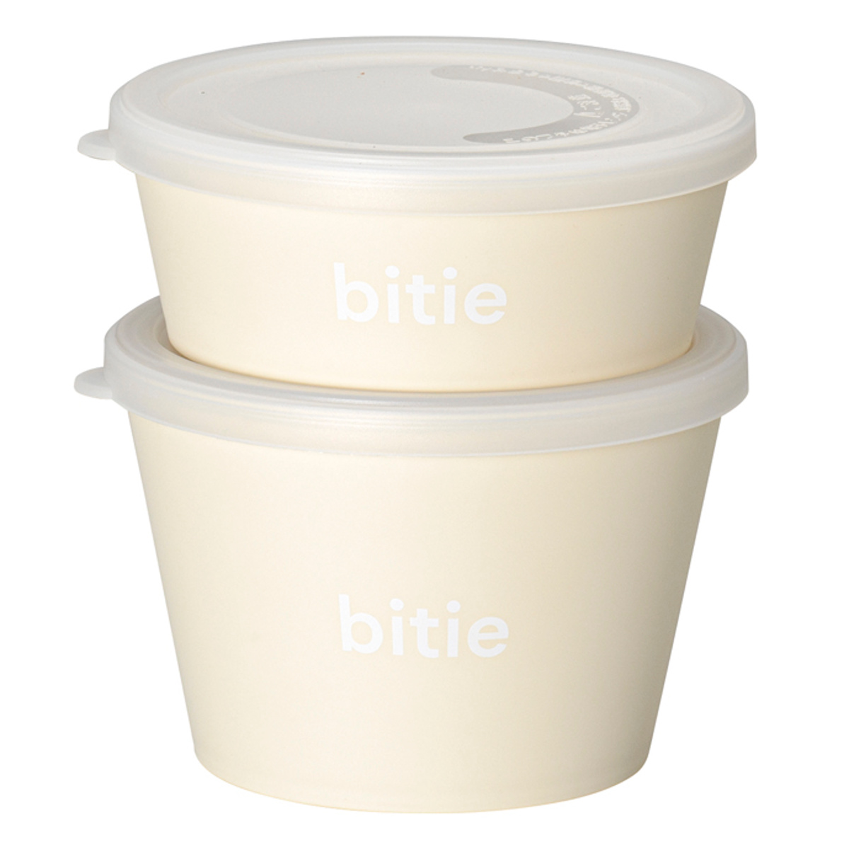 保存容器 bitie デリカップセット 2個組 S L 300ml 500ml ( ランチボックス フードコンテナ 抗菌 食洗機対応 レンジ対応 日本製 お弁当箱 シール容器 2個セット 食洗機OK レンジOK フルーツケース スタッキング ) 【アイボリー】 アイボリー
