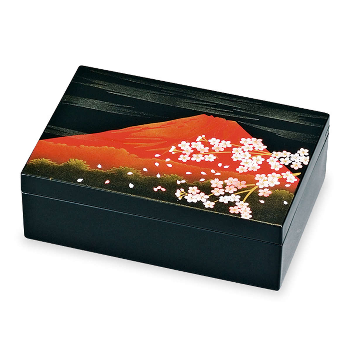アクセサリーBOX 富士さくら 山中塗 和風 小物入れ ( 和柄 コンパクト 山中漆器 蒔絵 漆芸 金箔 小物収納 小物ケース 収納 貴重品入れ ジュエリー 小物収納ケース 小物収納ボックス おしゃれ 桜 富士 かわいい かっこいい )