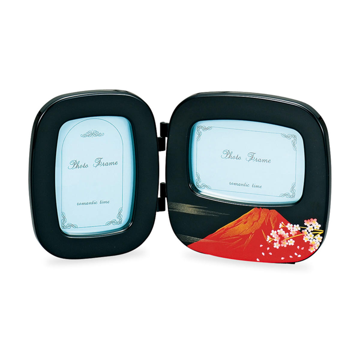 フォトフレーム 小判ダブルピクチャー 富士さくら 山中塗 ( フォトスタンド 写真立て 写真たて 写真入れ 額縁 和風 山中漆器 2枚 複数枚 卓上 置き型 スタンド 正方形 額 軽量 写真フレーム フォトフレーム おしゃれ 写真 飾る )