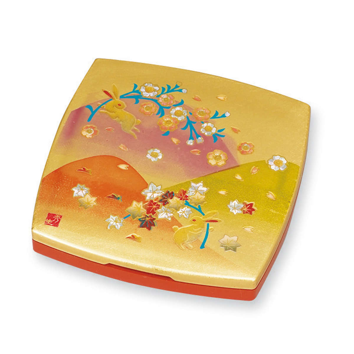 コンパクトミラー 胴張ポケットミラー 箔工芸 明日香 山中塗 和風 ( ミラー 手鏡 コンパクト おしゃれ 折りたたみ 携帯用 小さい 小さめ 鏡 ハンドミラー かわいい 拡大鏡 持ち運び ラウンド 四角 角型 大人 レトロ 身だしなみ )