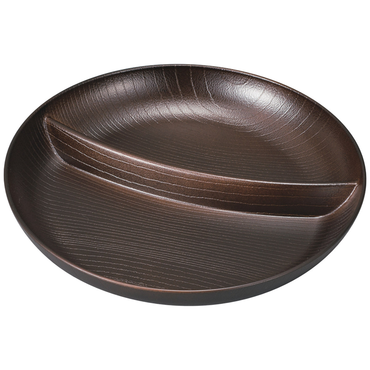 ランチプレート 欅杢目サークルプレート ( 電子レンジ対応 食洗機対応 樹脂製 日本製 皿 お皿 食器 プレート 仕切皿 仕切り皿 おしゃれ 和モダン 和風 ナチュラル 木目調 カフェ風 ) 【ライトブラウン】 ライトブラウン