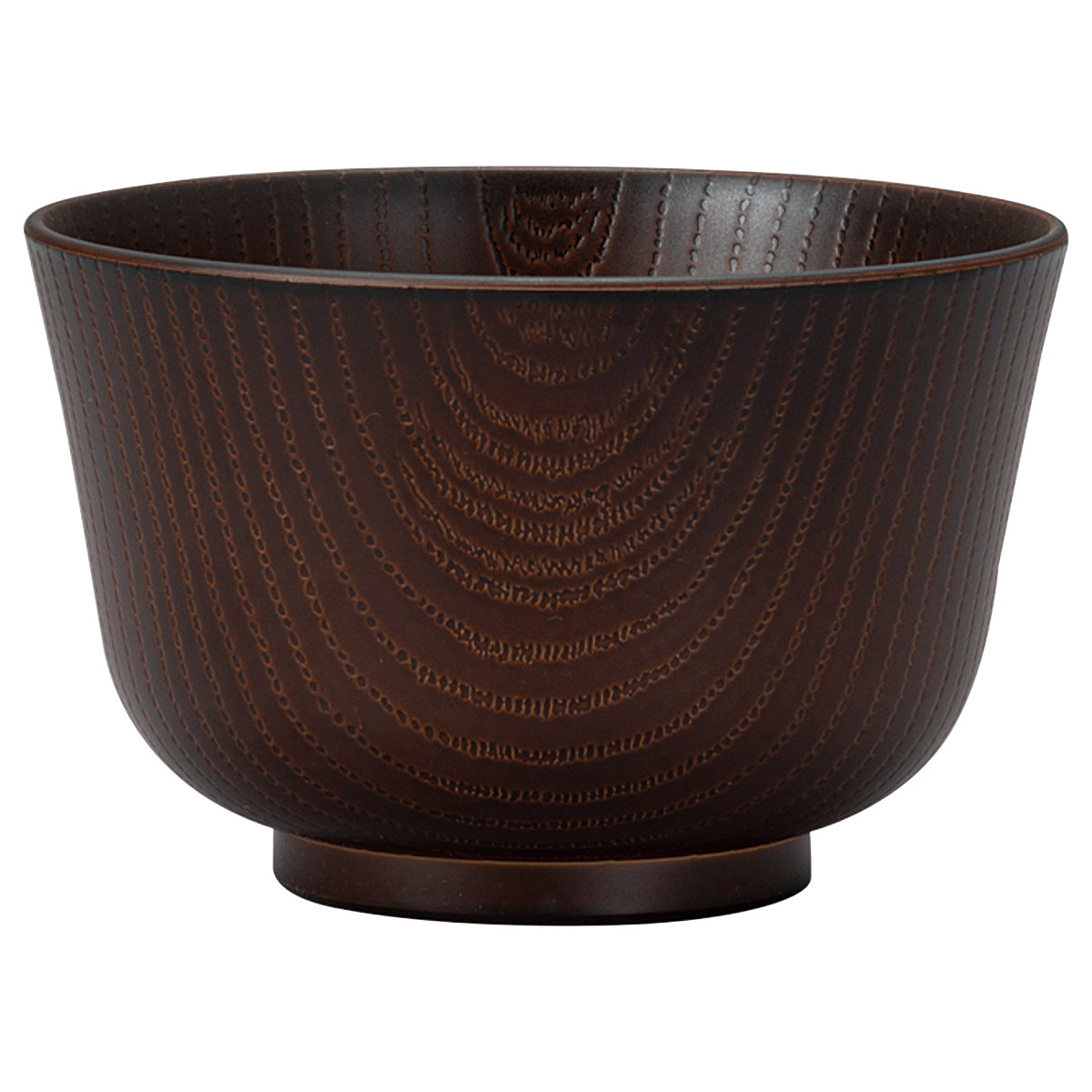 汁椀 レンジ百合型欅木目汁椀 抗菌加工 ( 11.2cm 420ml 電子レンジ対応 食洗機対応 抗菌 プラスチック 樹脂 日本製 おわん お椀 食器 木目調 和風 和モダン シック おしゃれ ) 【ダークブラウン】 ダークブラウン