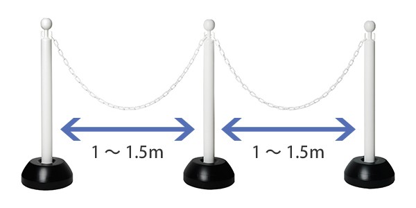駐車場スタンド チェーン付き 3本入り チェーンスタンド 無断駐車対策 ホワイト ( 駐車場 ポール 駐車禁止 立入禁止 フェンス チェーン 屋外 屋内 敷地内 駐禁 進入禁止 立ち入り禁止 車止め パーキング 仕切り ) 【ホワイト】 ホワイト