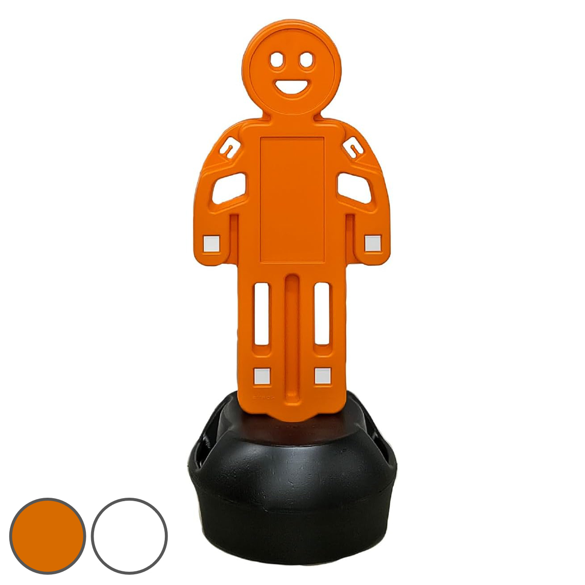 屋外看板 ヒトガタスタンド ( 注意看板 人型看板 標識 案内 立て看板 安全標識 誘導看板 案内看板 看板 標示 樹脂 注水ウエイト付 チェーン連結可能 注意喚起 目立つ スタンド付き ) 【オレンジ】