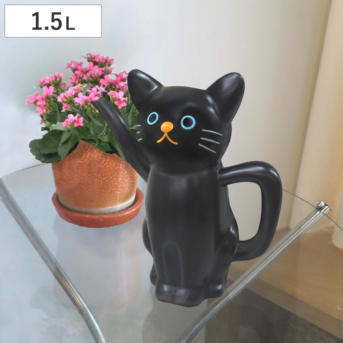 ジョーロ ねこのジョウロ （ ジョウロ じょうろ 如雨露 水挿し 散水 水やり 水さし おしゃれ ねこ 黒猫 観葉植物 ピッチャー 庭 ベランダ 園芸 ガーデン 屋内 屋外 シャワー ホースリング ）