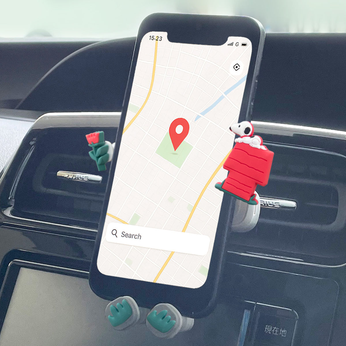 スマホホルダー 360度回転 スヌーピーハウス カー用品 ( スヌーピー 車載ホルダー 横幅5.8~8.8cm スマホ 車 エアコン吹き出し口用 スマホスタンド クリップ スタンド ホルダー 携帯ホルダー ナビ 通話 SNOOPY PEANUTS ) 【ジョークール】 ジョークール