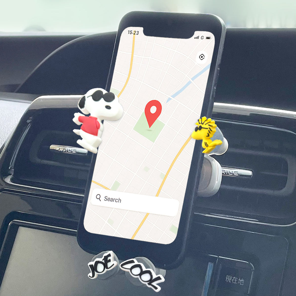 スマホホルダー 360度回転 スヌーピーハウス カー用品 ( スヌーピー 車載ホルダー 横幅5.8~8.8cm スマホ 車 エアコン吹き出し口用 スマホスタンド クリップ スタンド ホルダー 携帯ホルダー ナビ 通話 SNOOPY PEANUTS ) 【ジョークール】 ジョークール