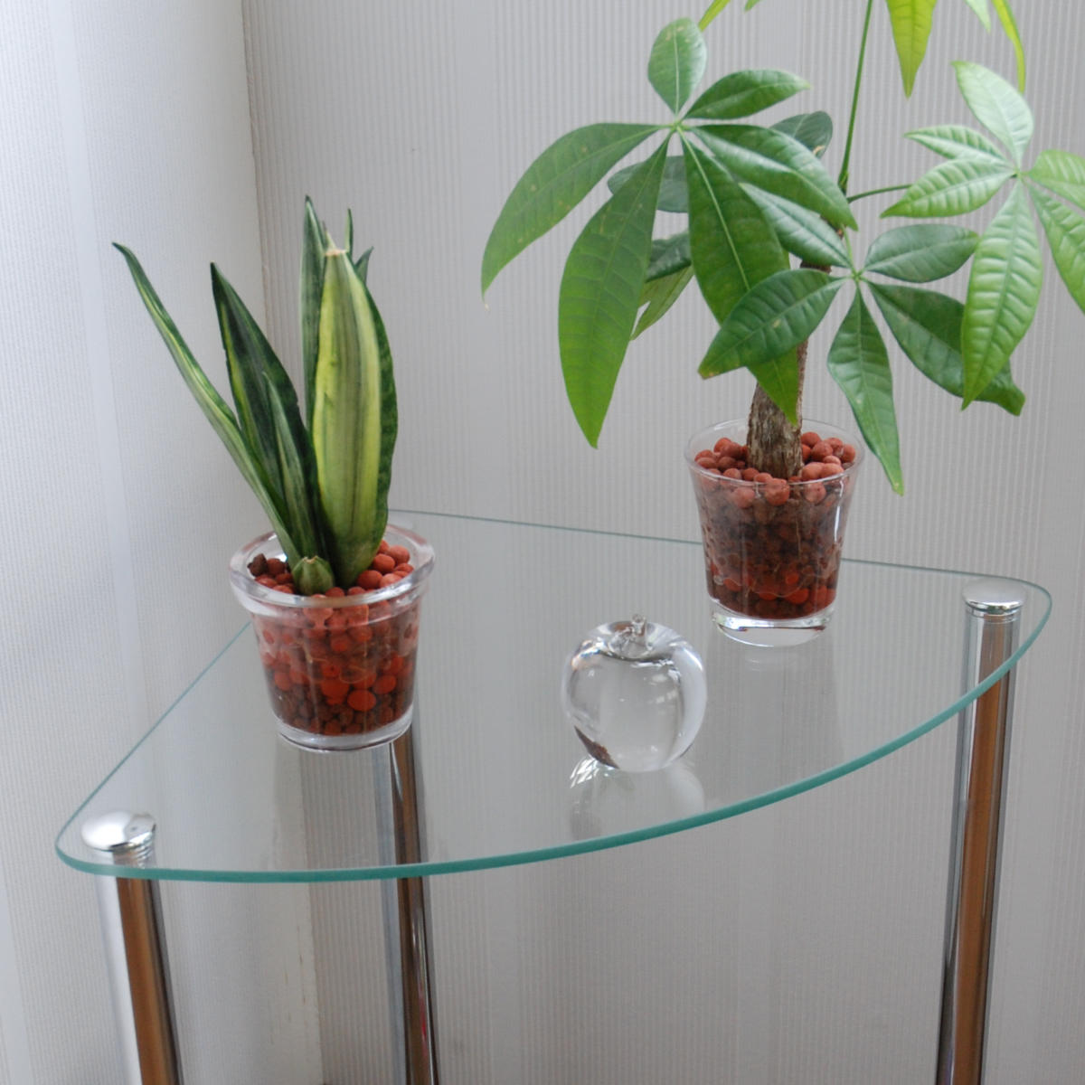 ガラスラック 2段 幅30cm コーナー型 スチール脚 ( テーブル ラック ガラステーブル 飾り棚 サイドテーブル ディスプレイラック ディスプレイ リビング 収納 収納ラック ソファテーブル スチール シンプル おしゃれ )