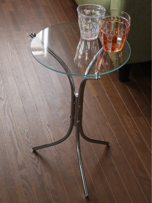 dショッピング |サイドテーブル 円型 ガラス天板 スチール脚 約直径 