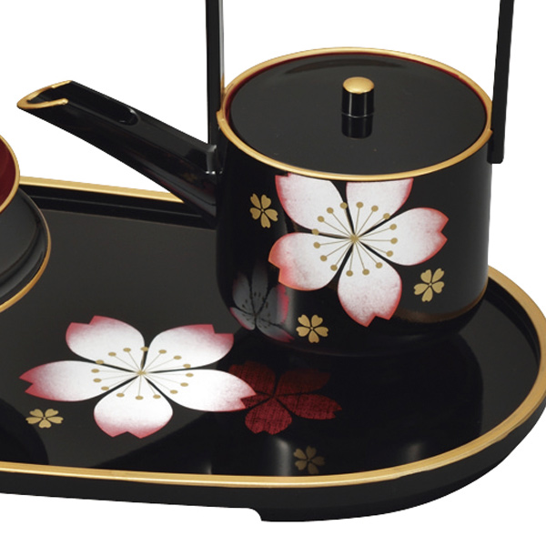 屠蘇器 セット お屠蘇セット 小判型 黒 さくら おしゃれ 日本製 ( お屠蘇 屠蘇器セット とそ器 小判屠蘇器 食器 和食器 和風 桜 迎春の器 三つ組杯 酒器 お正月 新年 お神酒 御屠蘇 御神酒 盃 お銚子 )