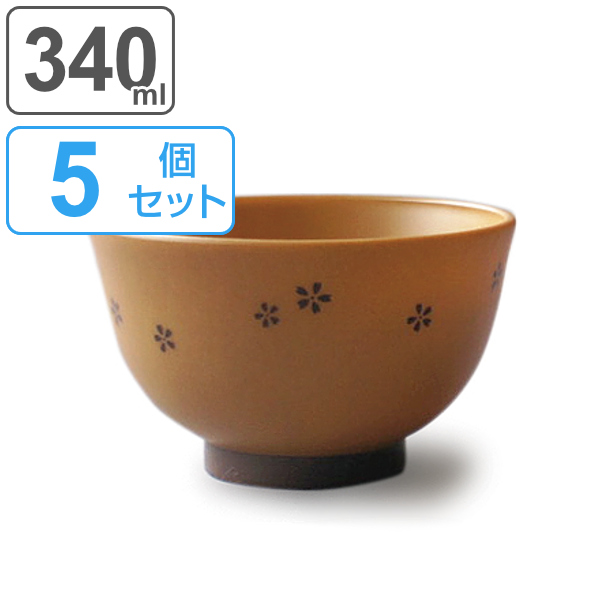 汁椀 340ml 中 さくら 抗菌 木目 食器 和食器 お椀 プラスチック 日本製 同色5個セット ( 食洗機対応 電子レンジ対応 お碗 汁碗 ボウル 椀 鉢 スープボウル 割れにくい 桜 )