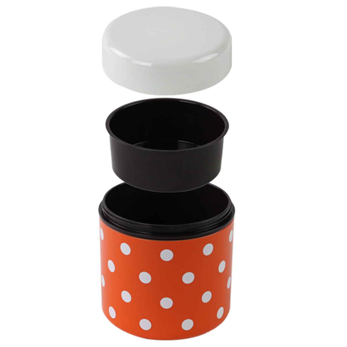 お弁当箱 ダブルウォールランチ ドット 2段 550ml レッド ( 弁当箱 電子レンジ対応 食洗機対応 電子レンジ 食洗機 ランチボックス 二段 どんぶり 水玉 二重構造 弁当 お弁当 丼 ランチ 丼ランチ どんぶりランチ ) 【ブラウン】 ブラウン