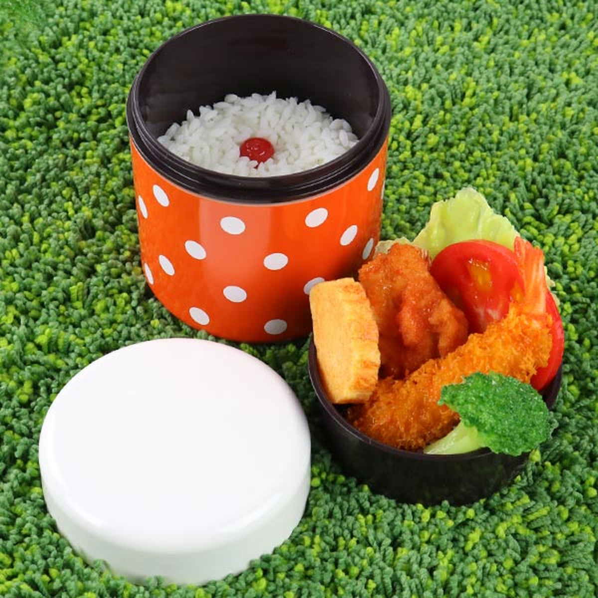 お弁当箱 ダブルウォールランチ ドット 2段 550ml レッド ( 弁当箱 電子レンジ対応 食洗機対応 電子レンジ 食洗機 ランチボックス 二段 どんぶり 水玉 二重構造 弁当 お弁当 丼 ランチ 丼ランチ どんぶりランチ ) 【ブラウン】 ブラウン