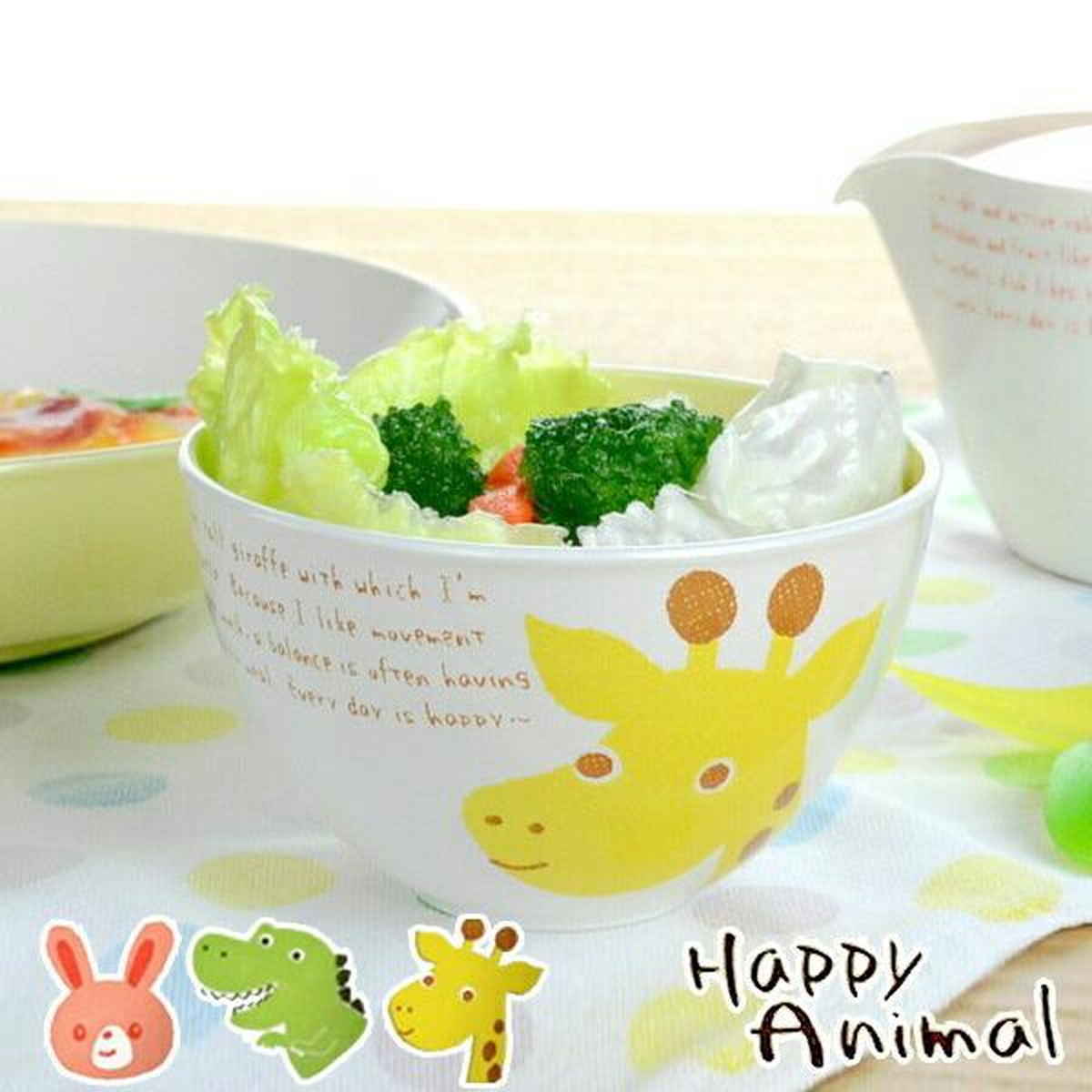 ボウル Happy Animal 軽くて割れにくい スープ＆サラダボウル （ 400ml 食洗機対応 椀 汁椀 おわん お椀 食器 子供用 キリン 軽量 スープボウル サラダボウル お碗 小鉢 子供用食器 キッズ用食器 ウサギ 恐竜 ） 【うさぎ】