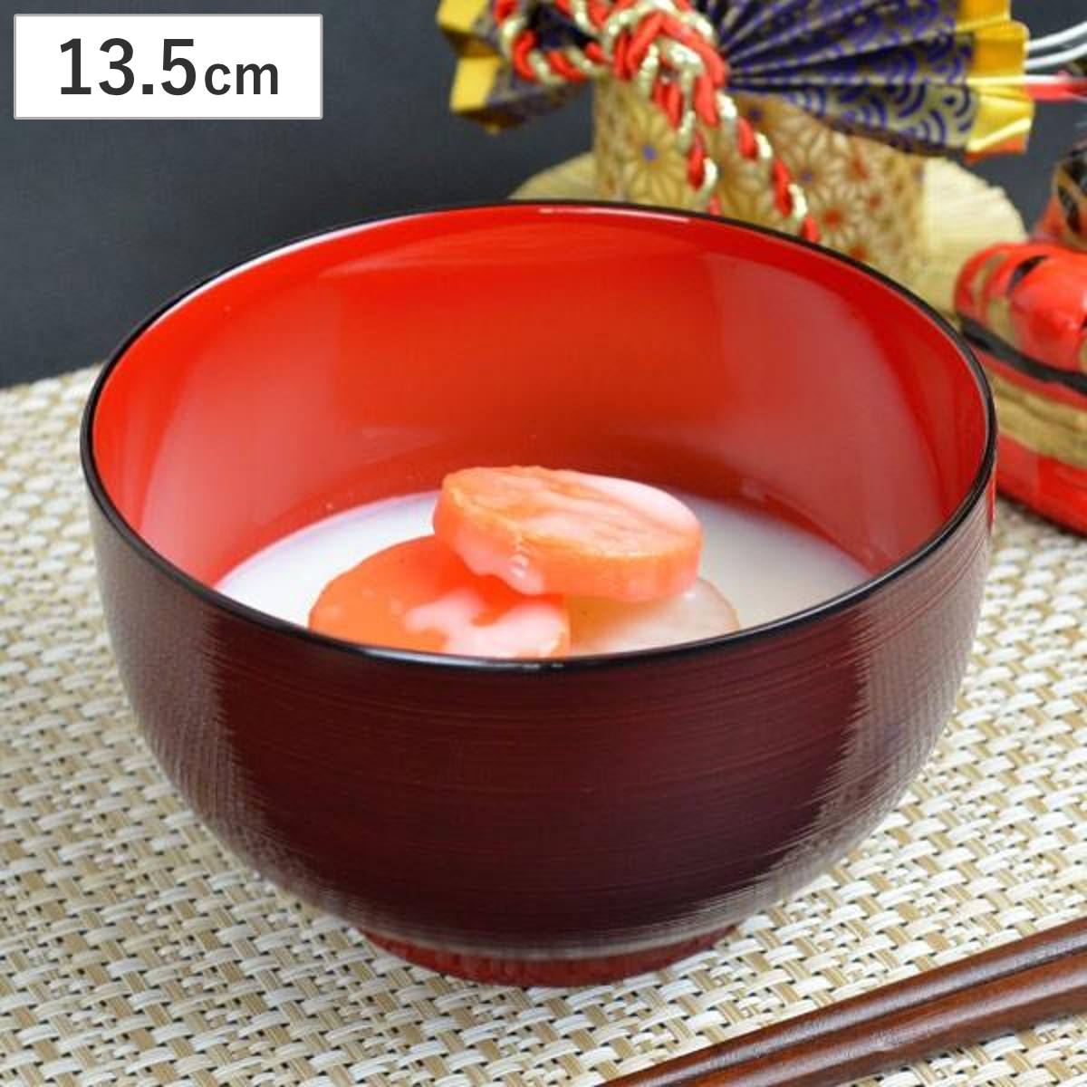 どんぶり 刷毛目 溜 食洗機対応 プラスチック製 （ 和食器 丼 丼椀 お碗 木製風 お正月食器 軽量 電子レンジ対応 正月用食器 新年 正月 割れにくい 軽い ）