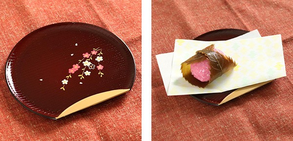 銘々皿 半月皿 溜渕金 花さくら 漆器 和菓子 皿 食器 日本製