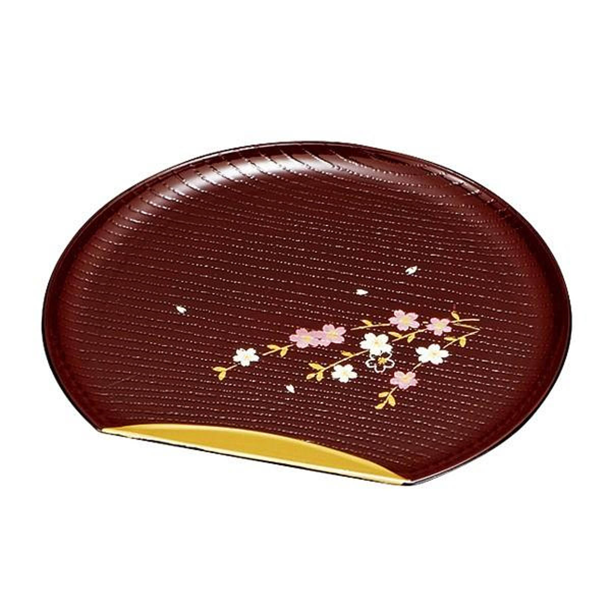 木製漆器 本金 蒔絵 銘々皿 5客 雲錦 菓子皿 菓子器 桜 紅葉 SAKURA dショッピング |銘々皿 半月皿 溜渕金 花さくら 漆器 和菓子 皿 食器