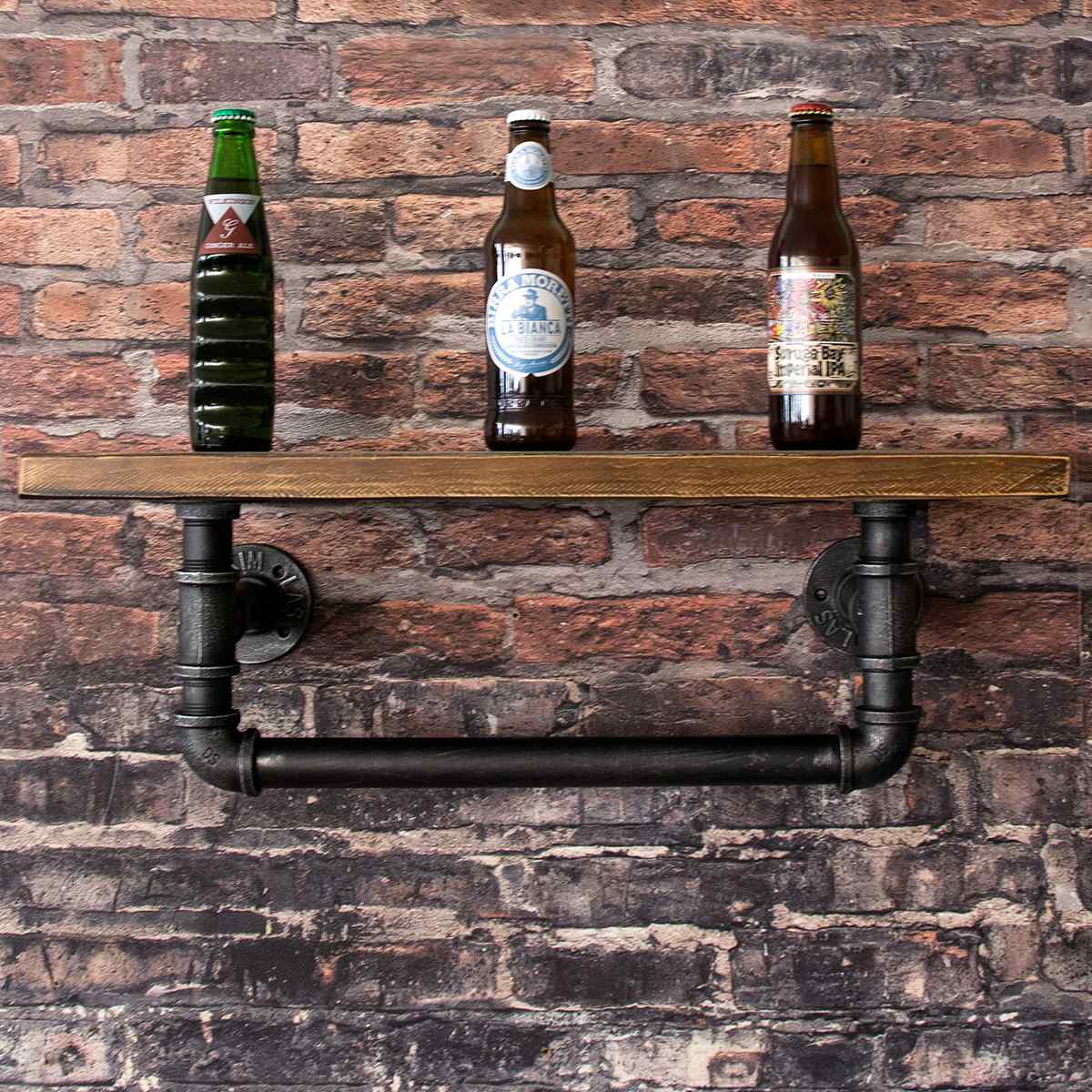 dショッピング |ウォールラック 1段 インダストリアル調 配管フレーム